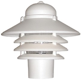 Solus Nautical Outdoor Post Top Light – Bollard Fixture for 3" Pole with LED Bulb, Black or White Finish, Non-Corrosive, Made in USA (White, Cool White (4000K), Single Pack)