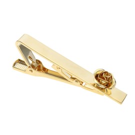 VGOL Men's Tie Clip Rose Necktie Bar Clip Square Edge Tie Tack Pin for Men Anniversary Wedding Business Accessories 5.7cm Brass Gold