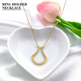 Ring Halter Halskette, Hochzeit Ring Keeper Halsketten für Frauen Männer Titan Stahl Engagement Halter Anhänger Halskette Geburtstag Schmuck Geschenke für Frau Mutter Krankenschwester (Gold)