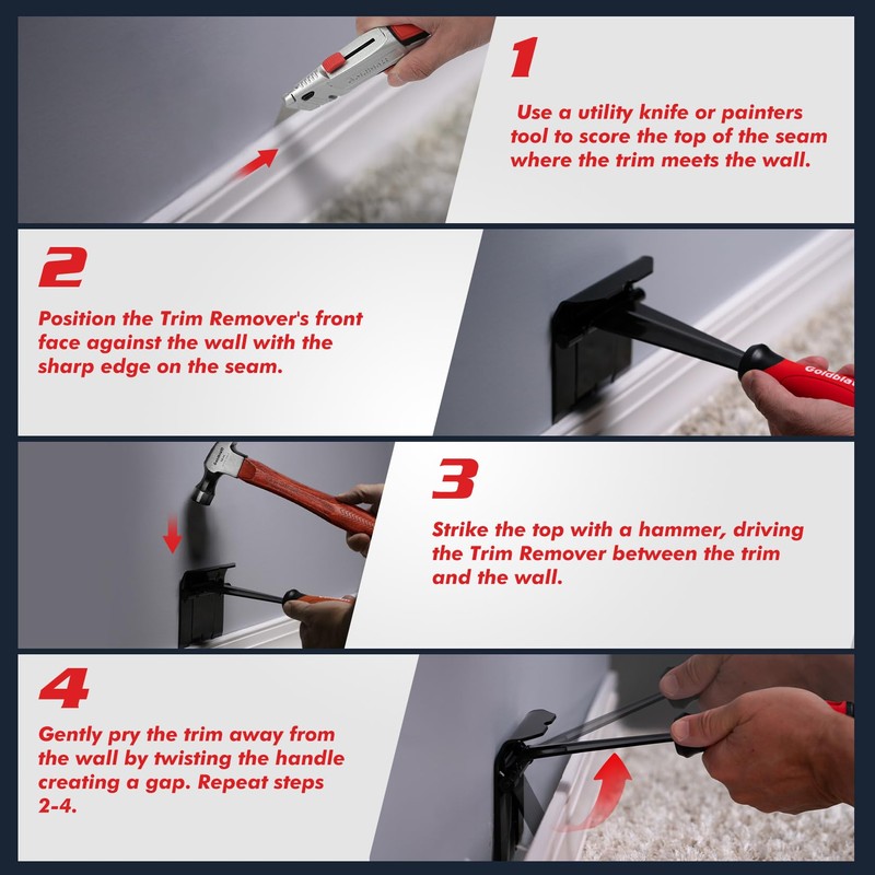 Goldblatt Skirting Board Removal Tool, Trim Puller for Commercial Work,