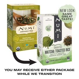 Numi Organic Tea Matcha Toasted Rice, 18 Count (Pack of 3) Box of Tea Bags, Green Tea (Packaging May Vary)