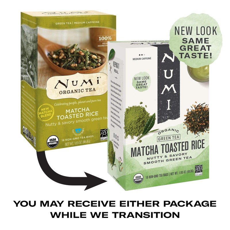 Numi Organic Tea Matcha Toasted Rice, 18 Count (Pack of