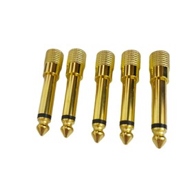 bnafes 1/4 Mono to 1/8 Mono Adapter, 6.35mm TS Male Plug to 3.5mm Female (Mono to Mono) Audio Adaptor Audio Connector Golden - (5 Pcs)