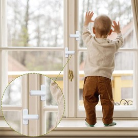 Window Lock, Pack of 2 Window Door Restrictors Safety Lock Window Door Restrictor with Screw, Sash Jammer Door Lock for UPVC, PVC, Doors, Windows, Home Security