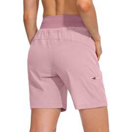 Obla Women's Hiking Cargo Shorts Zipper Pockets Soft High Waisted Quick Dry 7 Inch Long Shorts for Women Golf Athletic Summer