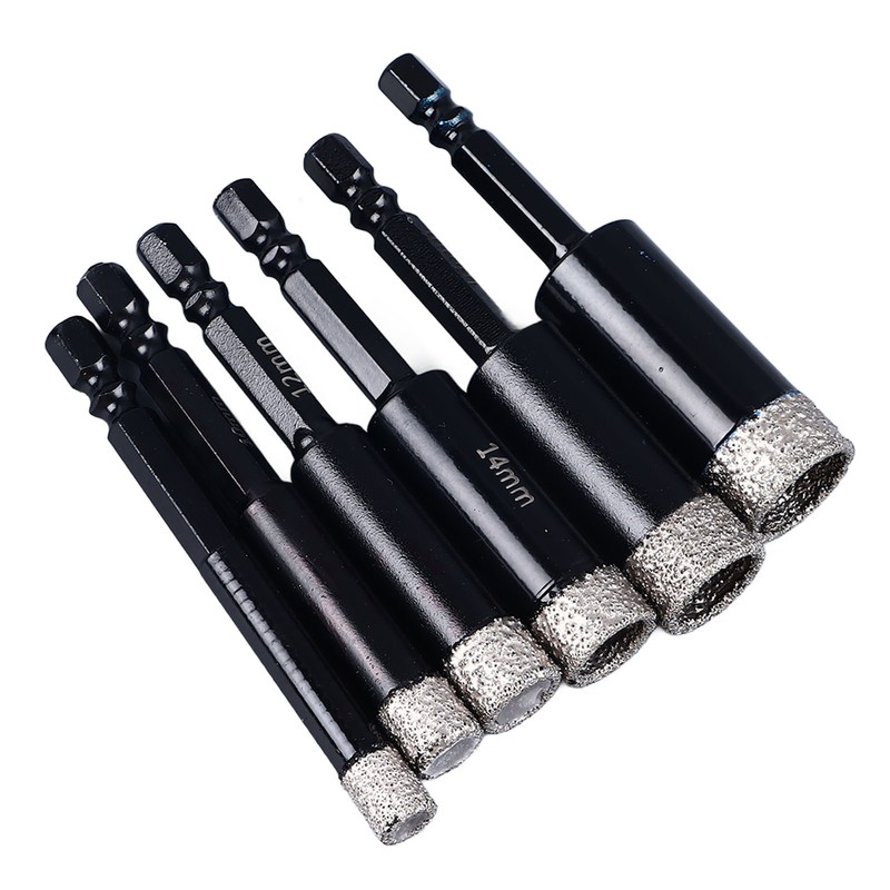 6Pcs Dry Diamond Drill Bit Kit 8 10 12 14