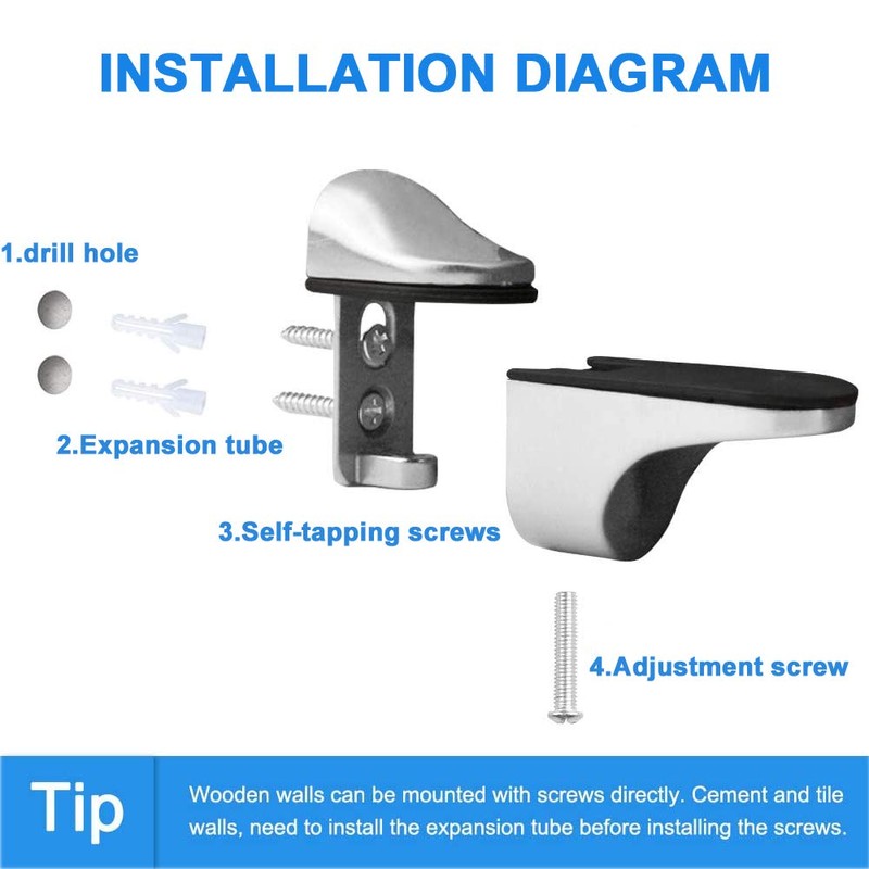 Adjustable Wood/Glass Shelf Bracket Solid Metal Wall Mount 2 Pcs