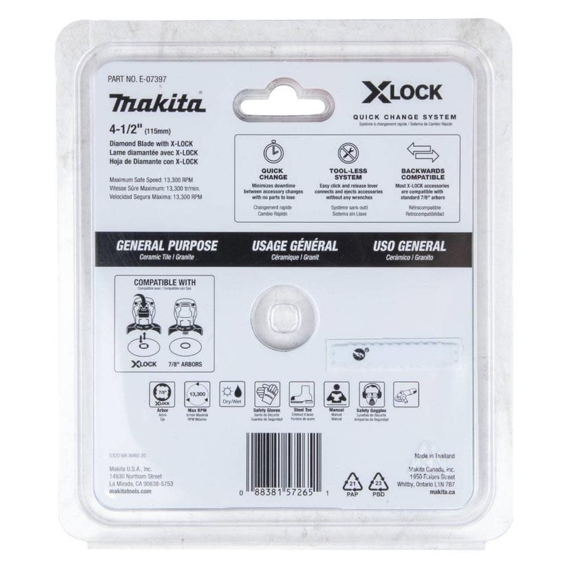 MAKITA X-Lock 4-1/2 in. Continuous Rim Diamond Blade for Ceramic
