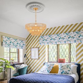 ELYCCUPA 6-Lights Hand-Woven Rattan Pendant Light 4 Round Transitional Minimalist Boho Large Pendant Light for Kitchen Island Dining Room Living Room Hallway, Dia 20 Inch, UL Listed