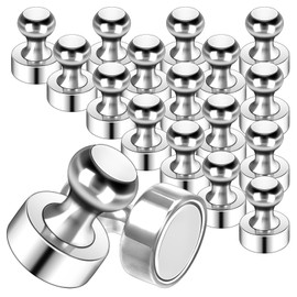 GOOZADA 20Pack Magnets for Whiteboard Strong Fridge Magnets Silver Push Pin Refrigerator Locker Magnets for School and Home