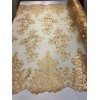 Unbranded Gold Stretch Mesh Lace Fabric Embroidery Sold By The