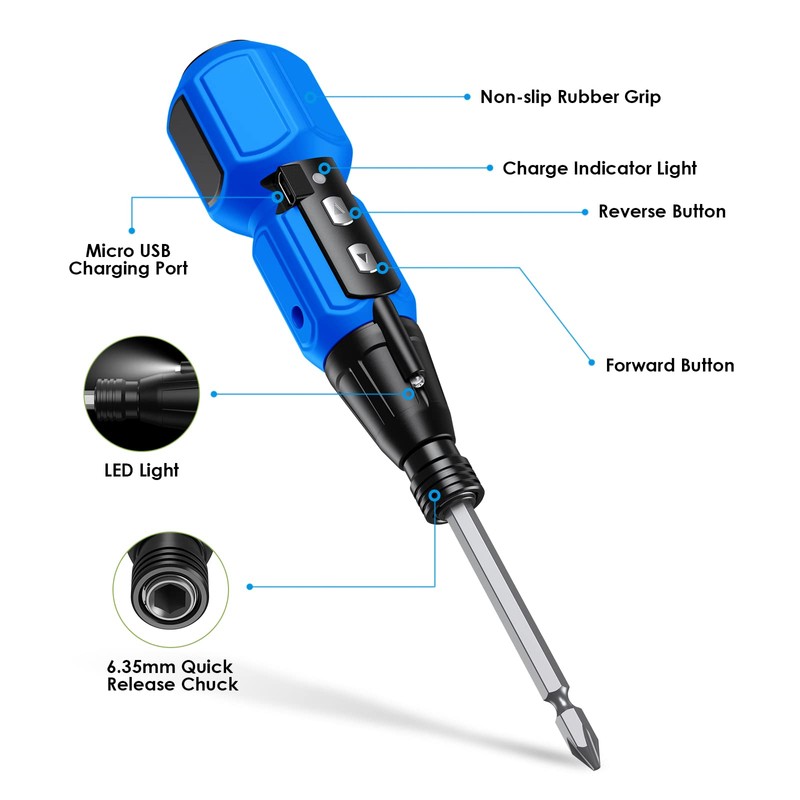 AMIR Power Screwdriver Cordless Rechargeable, Electric Screwdriver Sets, Portable Automatic