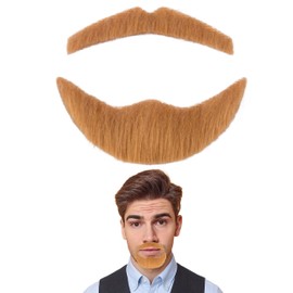 Yan Dream Fake Gold Goatee Beard and Mustache Set Self Adhesive Stick-On Facial Hair for Men Cosplay Costumes