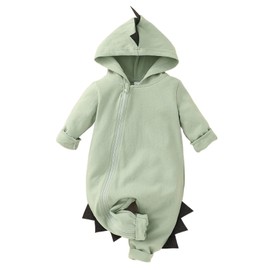 LUZOZEZO Newborn Baby Boys Girls Cartoon Dinosaur St. Patrick's Day Outfit Hoodie Romper Jumpsuit Outfits Clothes