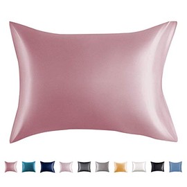 Adubor Silk Pillowcase for Hair and Skin 23 Momme 100% Natural Mulberry Silk Pillow Covers Standard Size with Hidden Zipper Soft Breathable Both Sides Pure Silk, 20Ã26inch, 1Pack, Rouge Pink