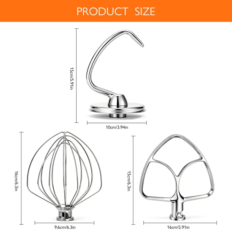 Stainless Steel Accessories Compatible with KitchenAid 4.5-5 Qt Tilt-Head Stand