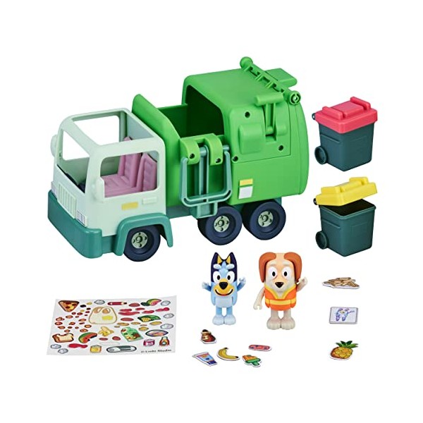 Bluey Garbage Truck Vehicle Playset with Two 2.5"-3" Official Collectable