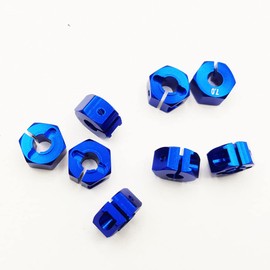 8 X Drive Wheel Hub Adapter 12mm Hex 7mm Thickness with Pins and Screws for RC 1/10 Slash 4x4 Hoss Stampede Rustler 4WD Upgrade Parts, Replacement for 1654 (Dark Blue)