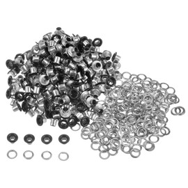 sourcing map 300set Grommets Kit Metal Eyelets 3mm 1/8" Hole Tiny Grommet with Washers for Shoes Clothes Belt Tag Bag Fabric Leather DIY Project, Matte Black