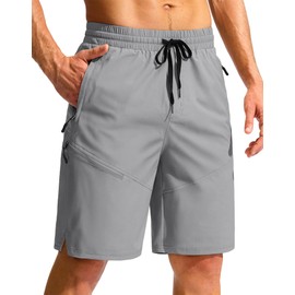 Pudolla Mens Board Shorts 9" Quick Dry Beach Shorts with Liner Bathing Suit Swim Trunks for Men Swimwear（Light_Grey M