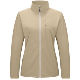 Little Donkey Andy Women's Running Woven Jacket Lightweight Breathable Windproof UPF50+ Shirt for Hiking Golf Khaki S