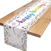 Xinvery Happy Birthday Table Runner, Colourful Dot Birthday Table Runner