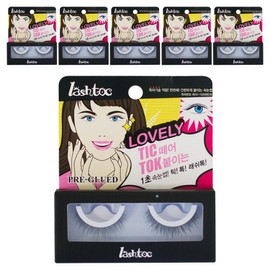 Lash Tok Tik Tok Attachment No Glue Artificial Eyelashes, Lovely Girl, 6 Pieces / 래쉬톡 틱톡 붙임 노글루 인조 속눈썹, 러블리 걸, 6개