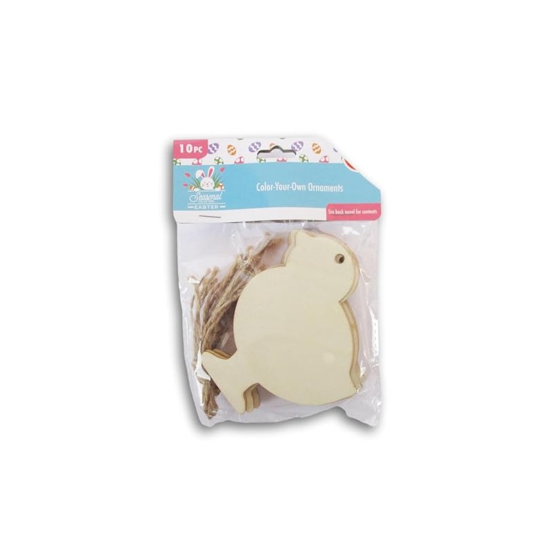 Easter Wood Shape Cutout Ornament Craft Color-Your-Own - 10 Piece