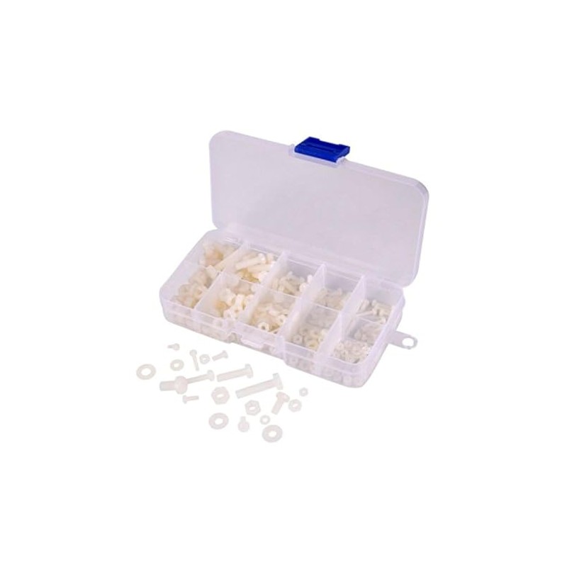 Hotusi M2 M2.5 M3 M4 M5 (Total 270pcs) Nylon Screw/Nut/Washer