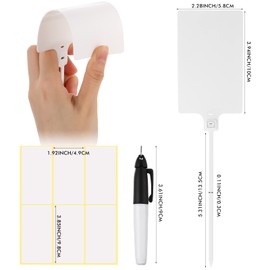 Waterproof Plastic Tags with Marker Pens and Sticker Labels, Self Locking Bag Tags Writable Tags with Wire Cable Ties for Luggage (White, 50 Pieces)
