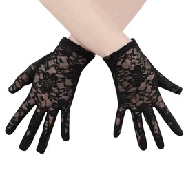 ITODA Women's Wedding Gloves, Lace Gloves, UV Cut Gloves, Short Gloves, Flower Pattern, Embroidery, Thin, Stylish, Wedding Gloves, For Girls, Weddings, Receptions, Dances, Parties, Photography, Bride