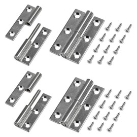 SWAWIS 4 x Door Hinges, Lifting Hinge 6.4 x 3.6 cm, Removable Hinge with 24 Screws, Door Hinge 304 Stainless Steel, Right Hinge for Interior and Exterior Doors, Industrial Cabinets, Furniture Industry