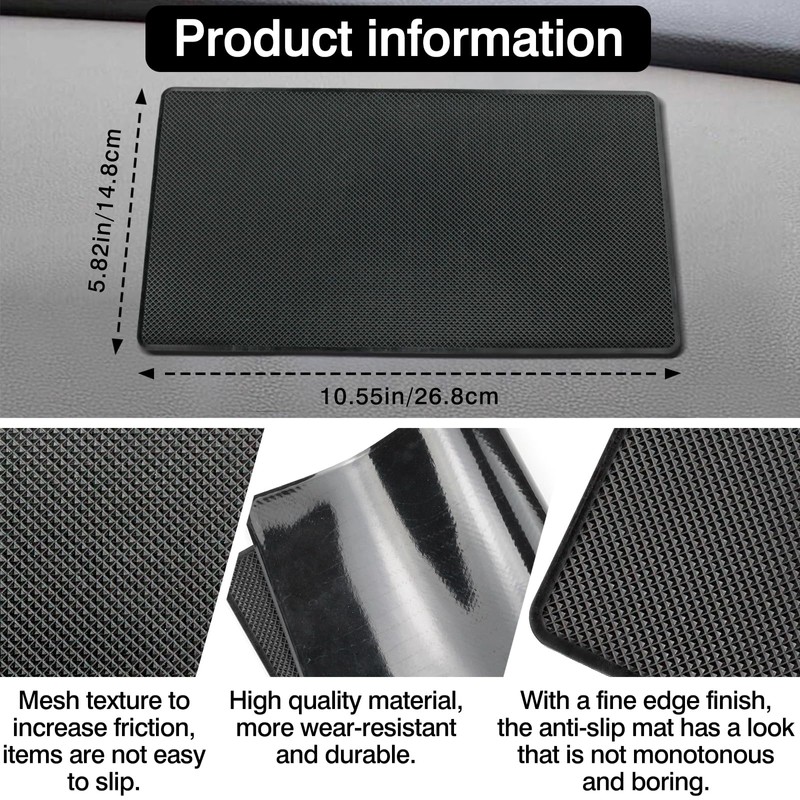 Car Dashboard Anti-Slip Rubber Pad – 10.6"x5.9" Universal Sticky Dashboard