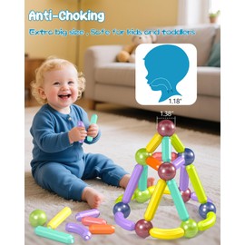 Mnytyel Mnytyel Magnet Toys Magnetic Building Blocks, STEM Starter Toys for Kids Age 3-5 Preschool, Montessori Learning Magnetic Sticks and Balls, Gift for Christmas Birthday (72PCS)