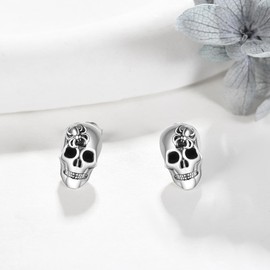 925 Sterling Silver Skull Earrings Spider Skull Stud Earrings Jewelry Presents For Women