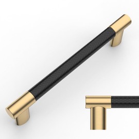 Amerdeco 10 Pack Matte Black and Gold Knurled Cabinet Pulls 5 Inch Hole Center Kitchen Cabinet Handles for Drawer Cupboard and Wardrobe ZH0038…