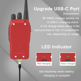 2 Pack BAOFENG BF-888S Walkie Talkie Upgraded USB-C Charging 16 Channels Two Way Radio Long Range with Speaker Microphone for Radio