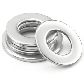 #10 (100 Pack) Stainless Steel Flat Washers, 1/2" OD, Metal Washers for Screws and Bolts