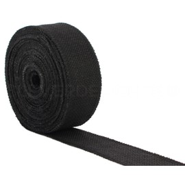 CleverDelights 2" Black Burlap Ribbon - Finished Edge - 25 Yards - 2 Inch Jute Burlap Fabric