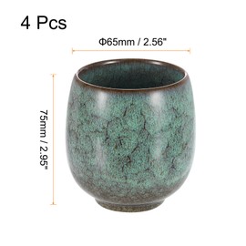 HARFINGTON 4pcs Chinese Ceramic Teacups 5.75oz Traditional Gong Fu Tea Set Ceramic Mate Teacup Japanese No Handle Small Coffee Cups for Mate Tea Coffee Wine Drinks, Light Green