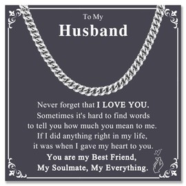 ACOGVN Valentines Day Gifts for Husband Cuban Link Chain Necklace for Men, Fathers Day Birthday Anniversary Christmas Stainless Steel Jewelry Gifts for My Husband Him from Wife, 22inches