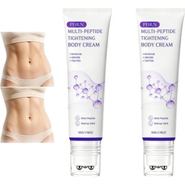Crema corporal con rodillo de masaje multipéptido PDRN, crema reafirmante antiarrugas PDRN, masaje corporal hidratante natural, de rápida absorción y suave, deja la piel suave para todo tip (2PCS)