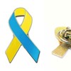 2pcs Yellow and Blue Ribbon Pins Brooch Peace Knot World