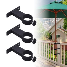 VANROUG Deck Patio Umbrella Holder,Patio Umbrella Stand Umbrella Clamp Mount Bracket Outdoor Umbrella Base Clamp for Deck Railing, Balcony, or Courtyard(3 Pack Black)