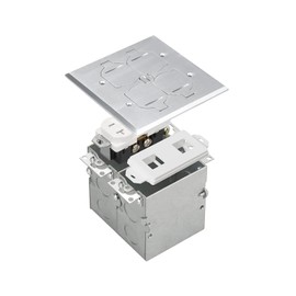 SELECT Lighting SLFB-2G-TR20-LV-NI 20A Receptacle Outlets,Tamper Resistant Electrical Floor Box with Flip Lid and Nickel Plated Brass Cover,Retractable Recessed Socket for Kitchen,Countertops & Floors