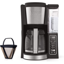 Ninja 12 Cup Programmable Coffee Maker with Classic and Rich Brews, Removable 60 oz. Water Reservoir, Thermal Flavor Extraction, and Permanent Filter, Black/Stainless Steel (CE251)