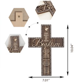 Wooden Baptism Cross for Wall, Christening and Baptism Gifts for Boys & Girls, Catholic Baby Gifts, Christian Wall Decor, Baptism Gifts from Godparents