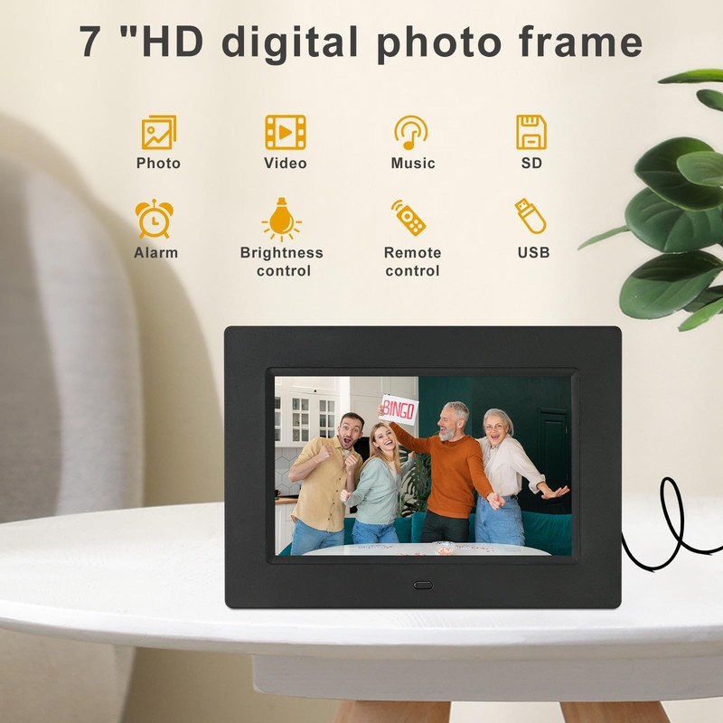 7 Inch Digital Photo Frame, Electronic Photo Frame, 1024x768P Music