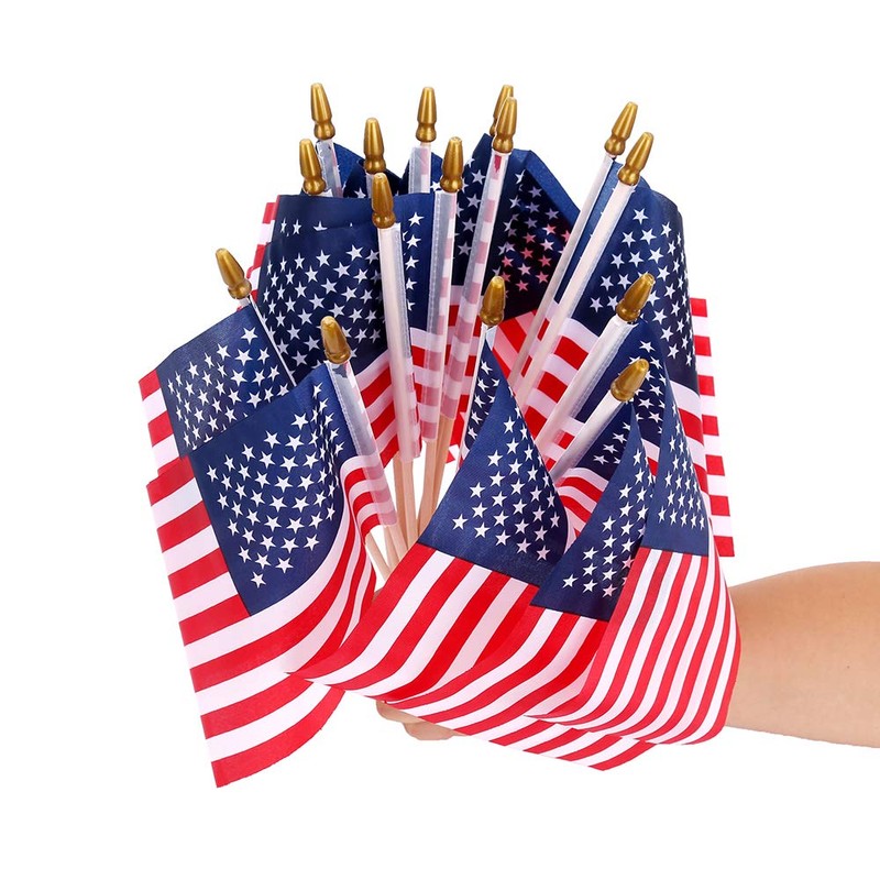 12 Pcs 8x12 Inch American Flags on Stick, Small USA