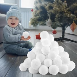 40 Pcs Snow Toy Balls for Kids Indoor, Soft Fake Snowball Plush Artificial Snow Ball Set for Kids Winter Indoor & Outdoor Snow Fight Throwing Game, Christmas Party Decorations